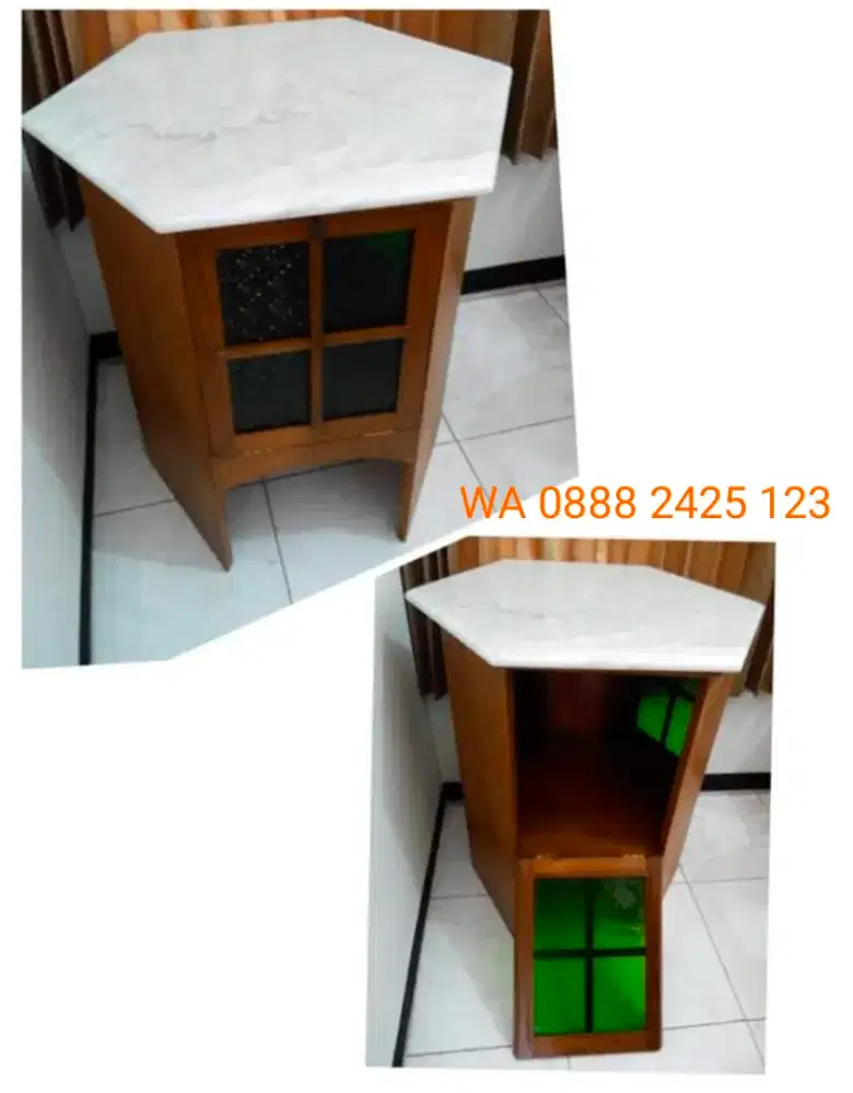 meja marmer jati antik