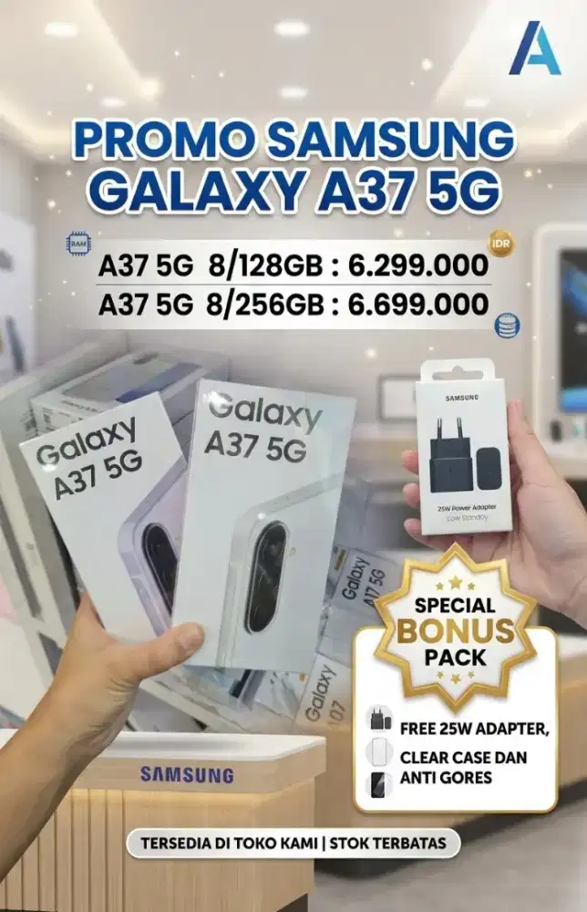 A37 5G 8/128 & 8/256 FREE 25W + CLEAR CASE + ANTI GORES ‼️