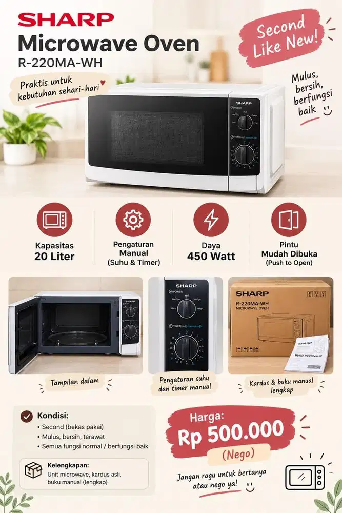 Sharp Microwave R-220MA-WH 450watt