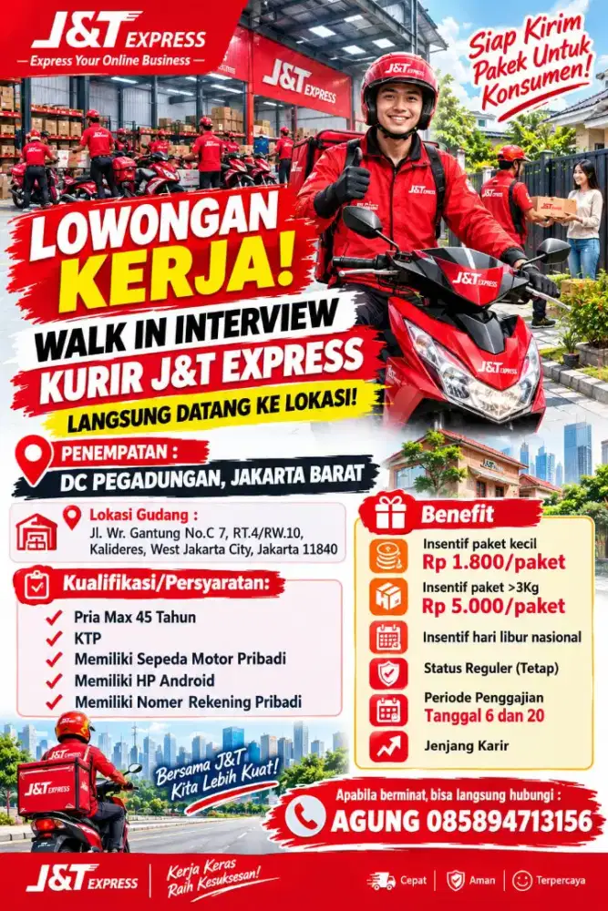 LOWONGAN KURIR J&T EXPRESS DC PEGADUNGAN