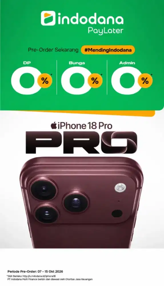 PO IPHONE 18 CICILAN BUNGA 0% DAN DP 0%