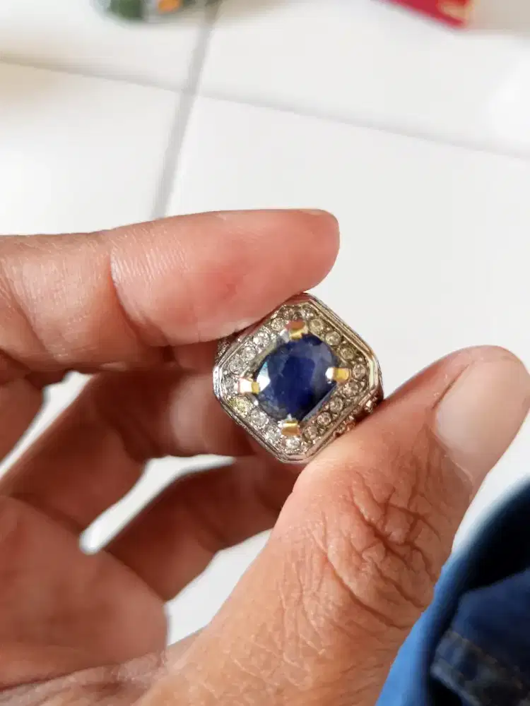 Batu Cincin Akik Permata Natural Blue Sapphire