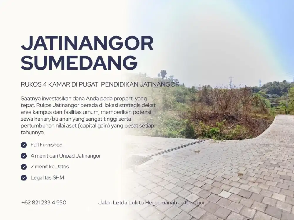 RUKOS 4 KAMAR DI PUSAT PENDIDIKAN JATINANGOR COCOK UNTUK INVESTASI