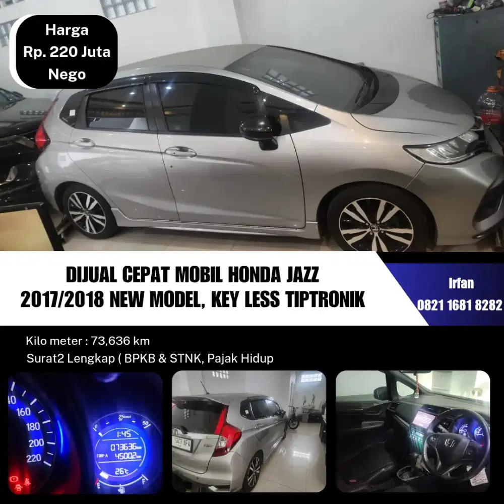Dijual Cepat Mobil Jazz RS 2017/2018 new model, key less tiptronik