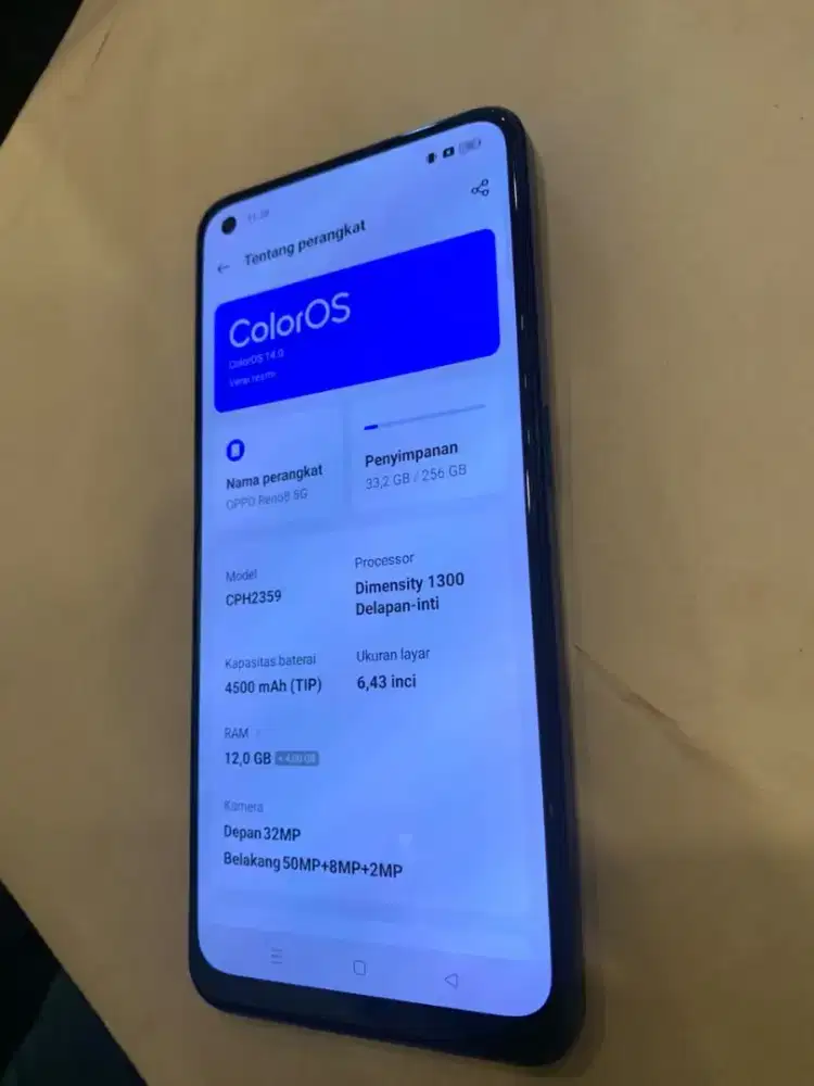 OPPO RENO 8 5G RAM 12/256 SECOND LIKE NEW