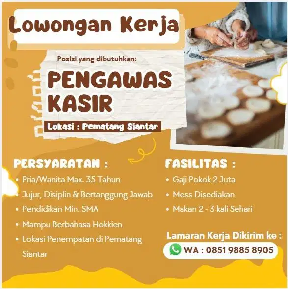 LOWONGAN KERJA PENGAWAS KASIR