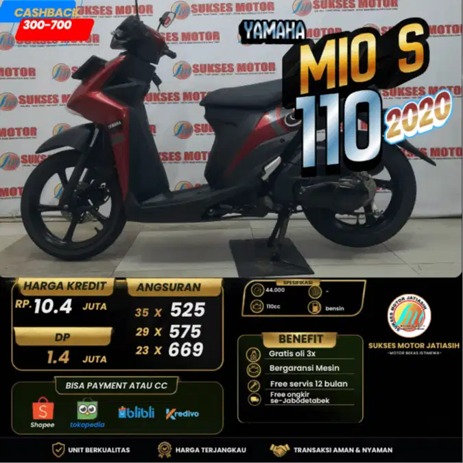 YAMAHA MIO S 2020 PLAT BEKASI KOTA BISA CASH DAN KREDIT ATAU PAYLATER