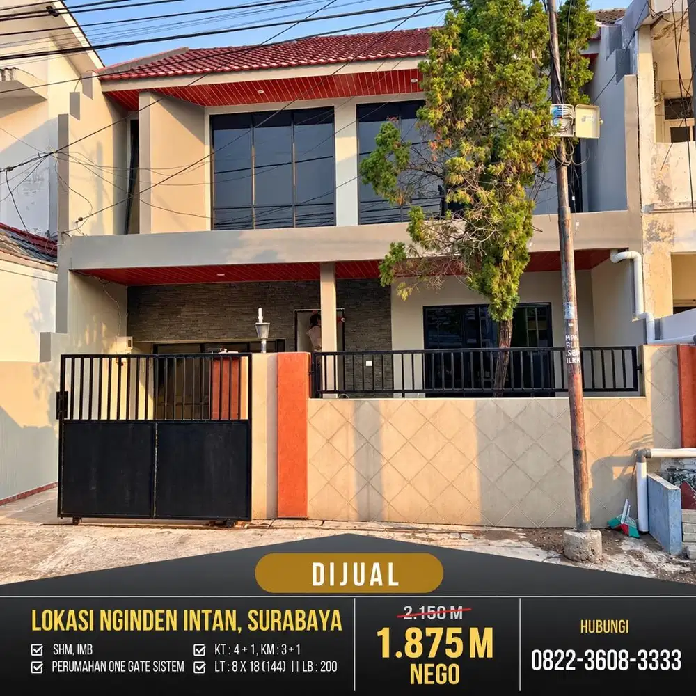 TERMURAH Nginden Intan Timur 2 lantai lebar 8