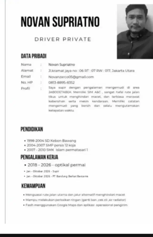 cari pekerjaan/Driver