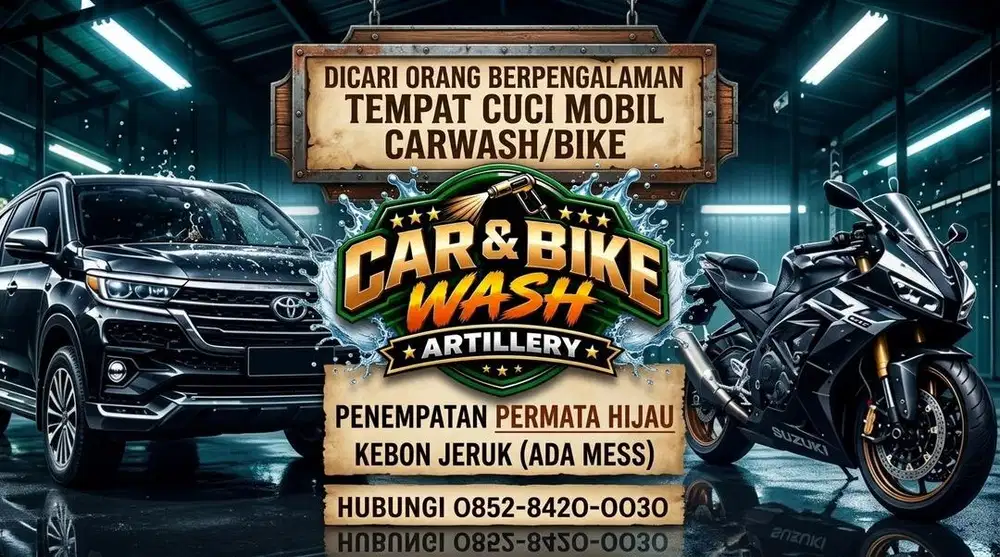Dicari Karyawan cuci mobil motor