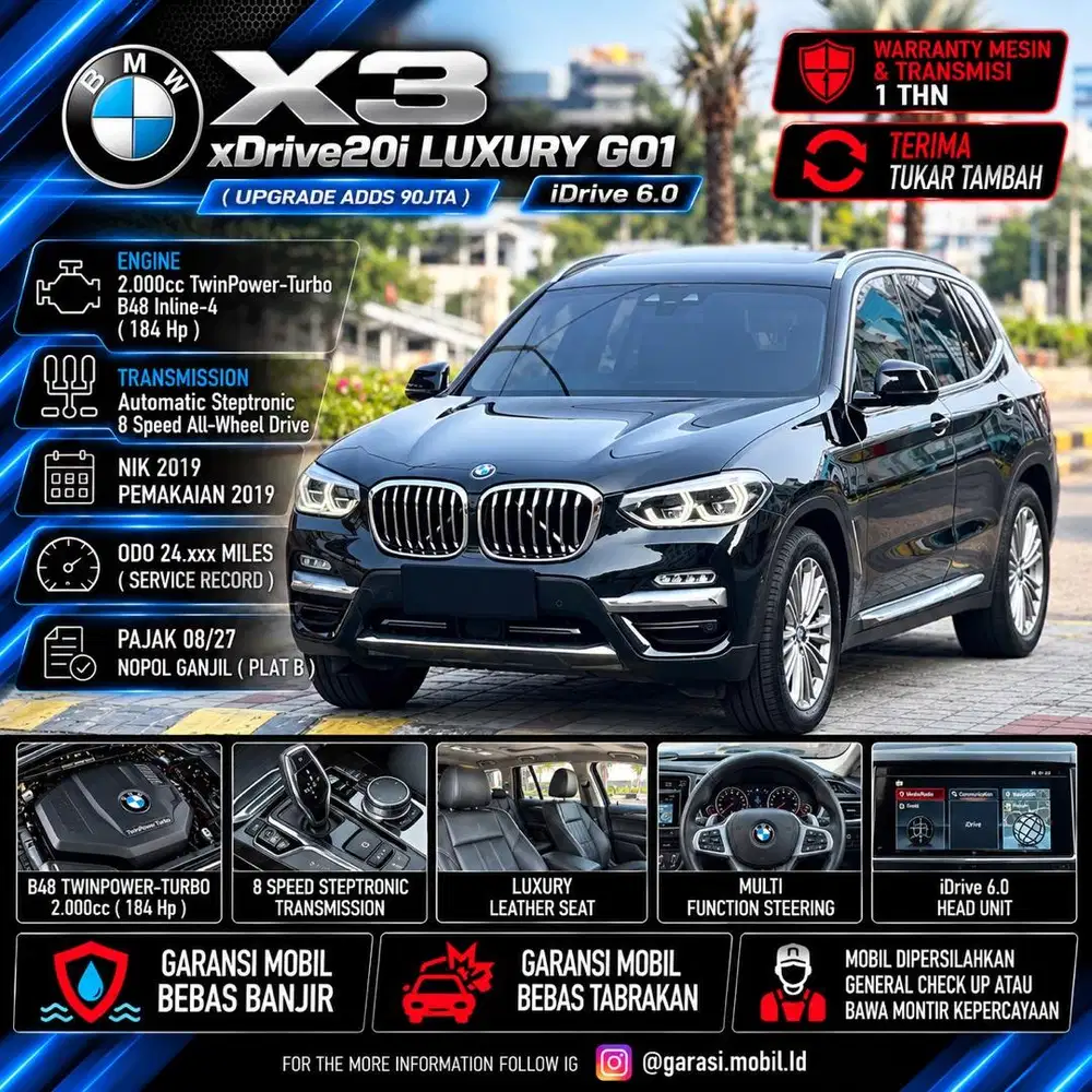 BMW X3 xDrive20i Luxury G01 2019 / Odo 24rbu Miles