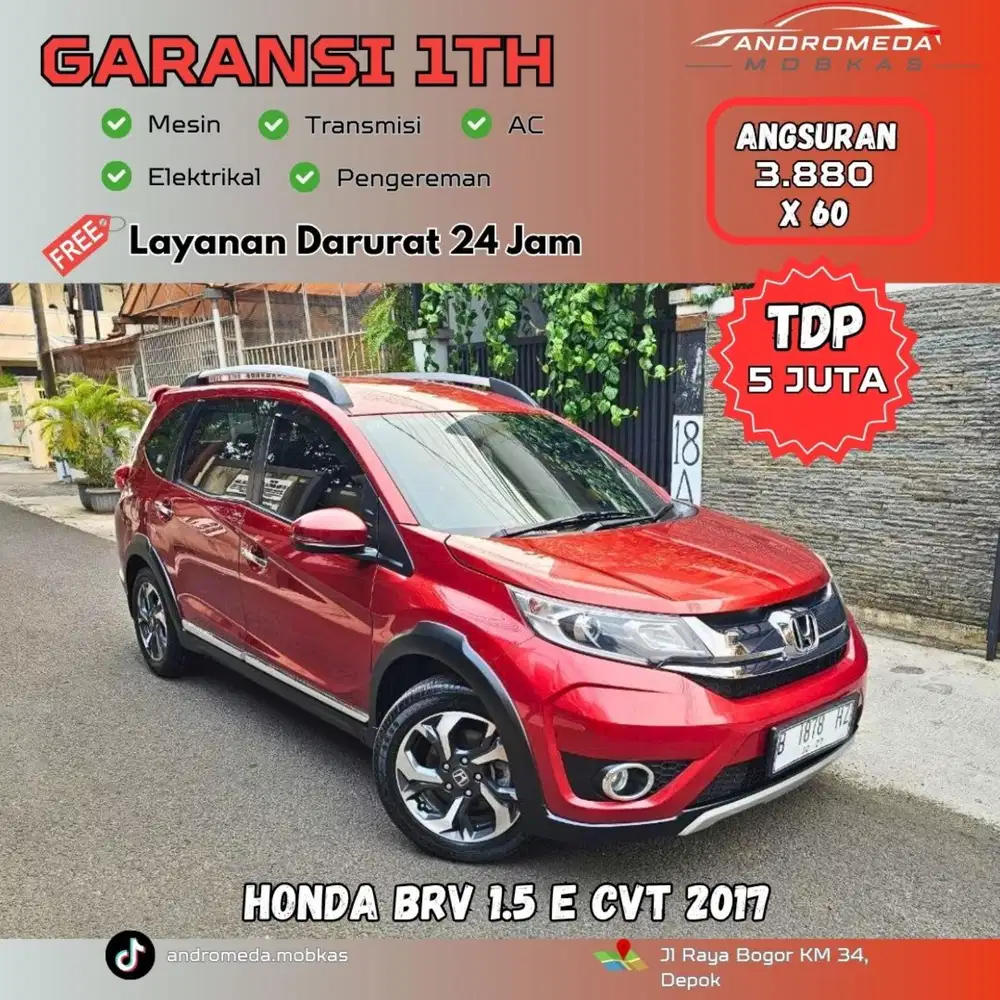 TDP TERMURAH 5 JT HONDA BRV 1.5 E CVT 2017 KONDISI ISTIMEWA