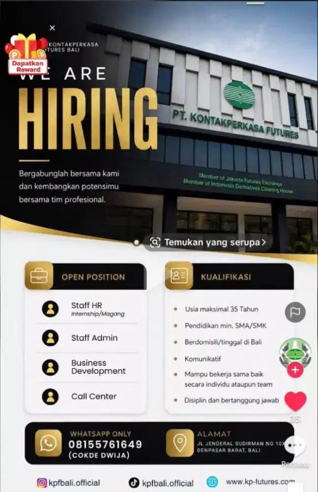 Dibutuhkan 1 orang HRD