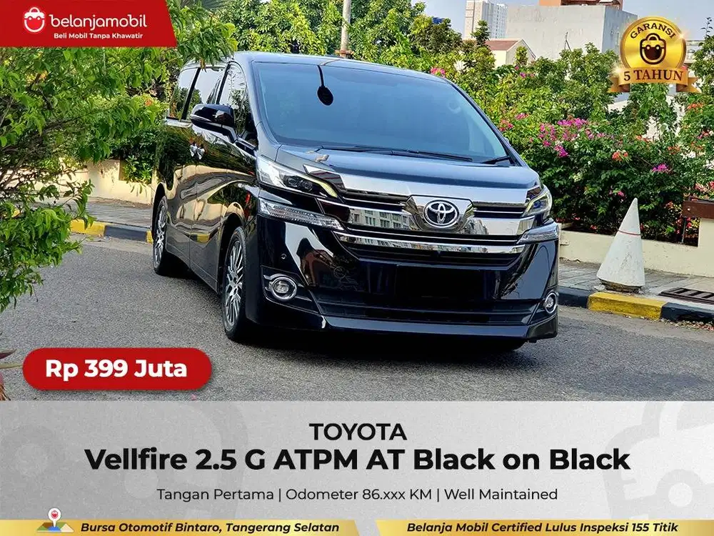 [ GARANSI 5THN ] Toyota Vellfire 2.5 G ATPM AT Black 2016/2017/2018