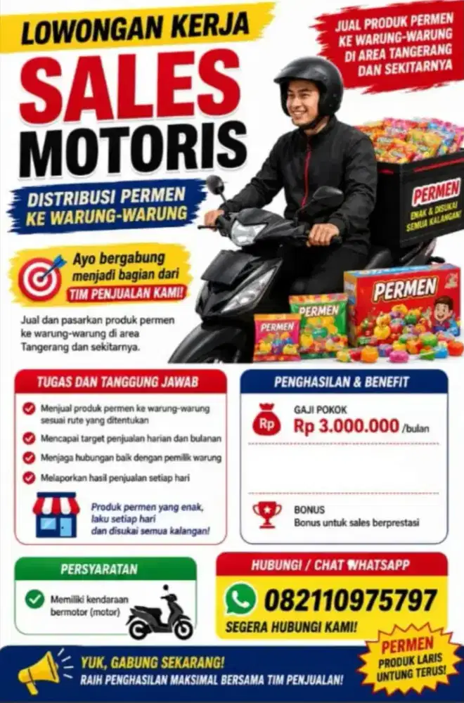 Yang niat kerja Sales permen