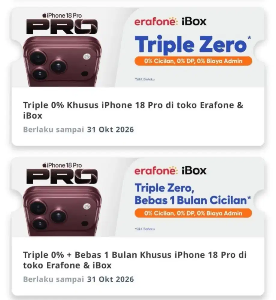 PO DP 0% iPhone 18 Pro/Pro Max 256GB - Kredivo 0% 12 Bulan - Cukup KTP