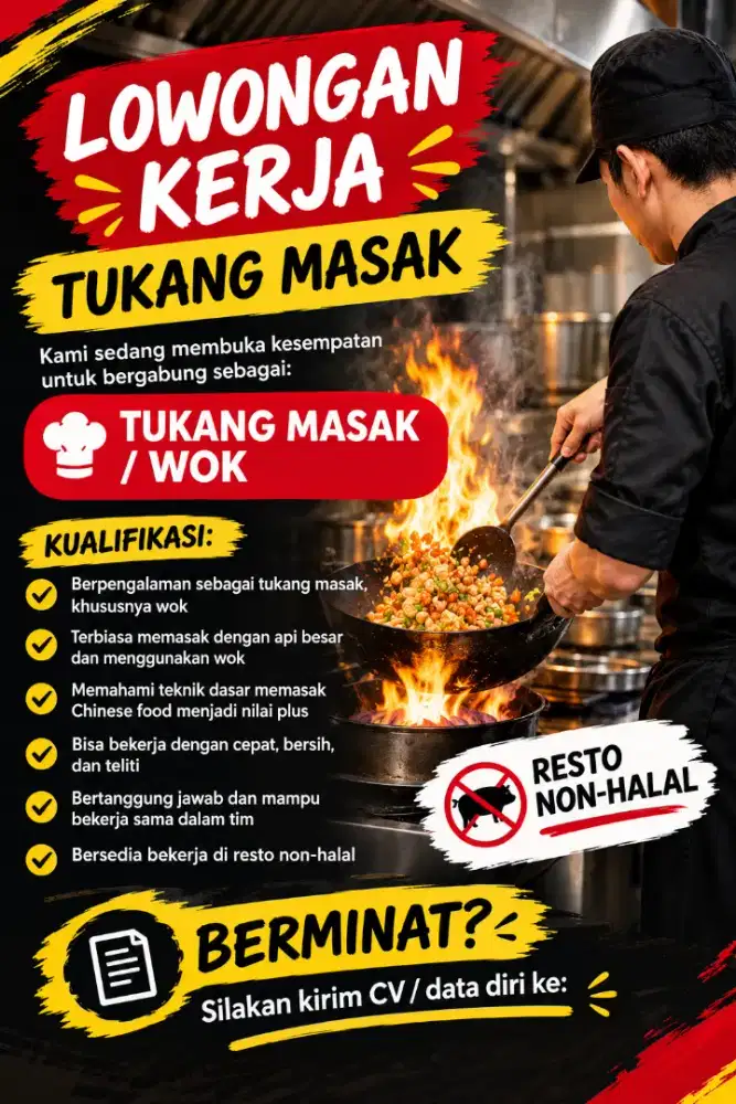 chef / koki spesialis bakmie / wok