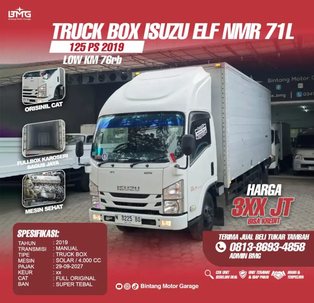 Truck BOX Isuzu Elf NMR71 2019 Long Chassis 125PS