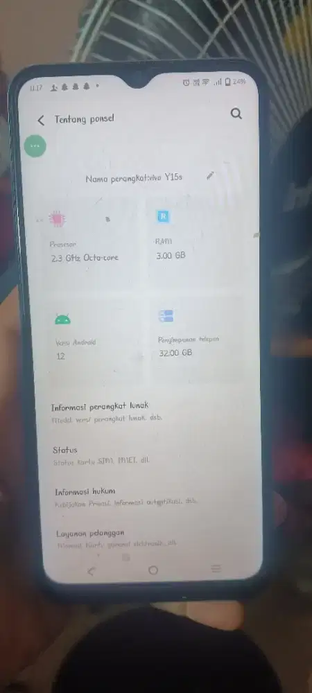 Hp vivo y15s ram3/32