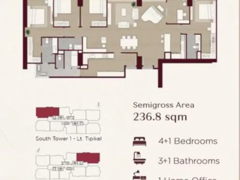 Apartemen Elevee Alam Sutera 4BR Siap Huni Tower Paling Depan