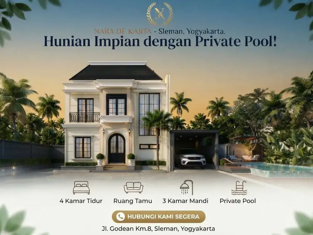 Rumah Mewah Bonus Private Pool Sleman SHM siap Balik Nama