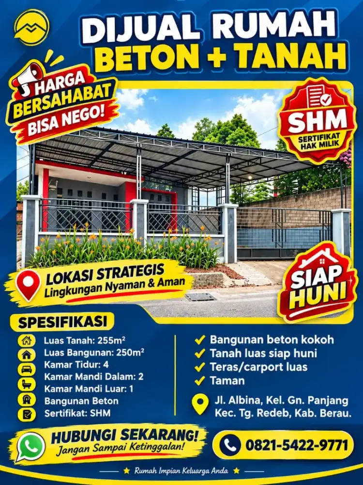 Rumah dijual siap huni bebas banjir