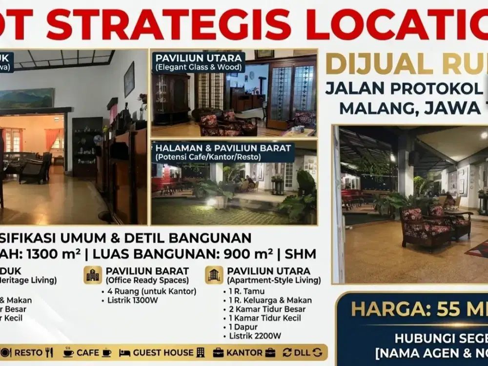 Dijual Rumah Strategis Area Ijen Malang Dekat Mall