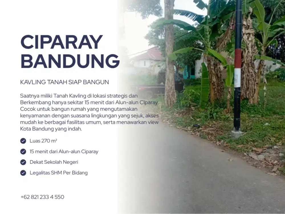 Tanah Siap Bangun Shm 270 M² Di Ciparay Bandung Dekat Sekolah Negeri