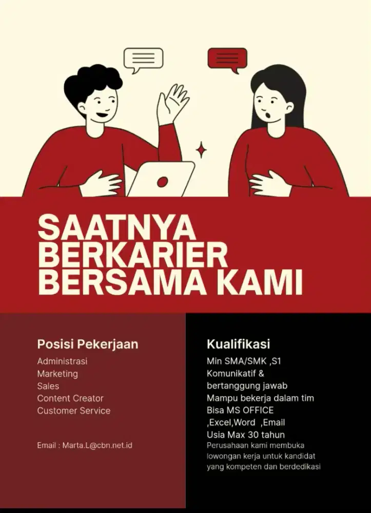 Dibutuhkan segera Sales/Marketing)Admin