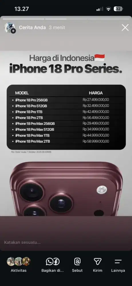 Iphone 18 pro dan promax sudah bisa pre order ya