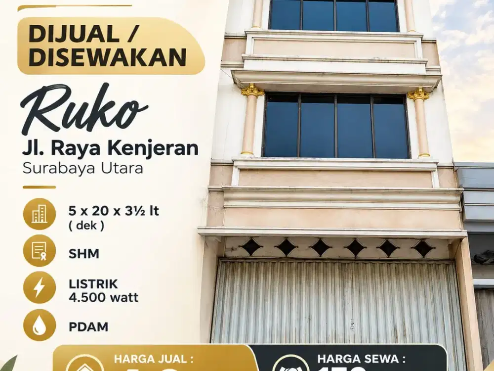 Dijual / Disewakan Ruko Jl. Raya Kenjeran