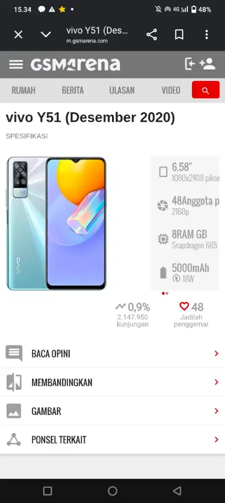 Vivo y51 blue sea
