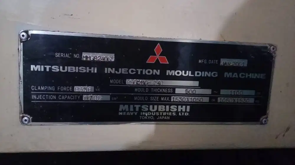 DIJUAL MESIN INJECTION MOULDING MITSUBISHI 850 TON !!!