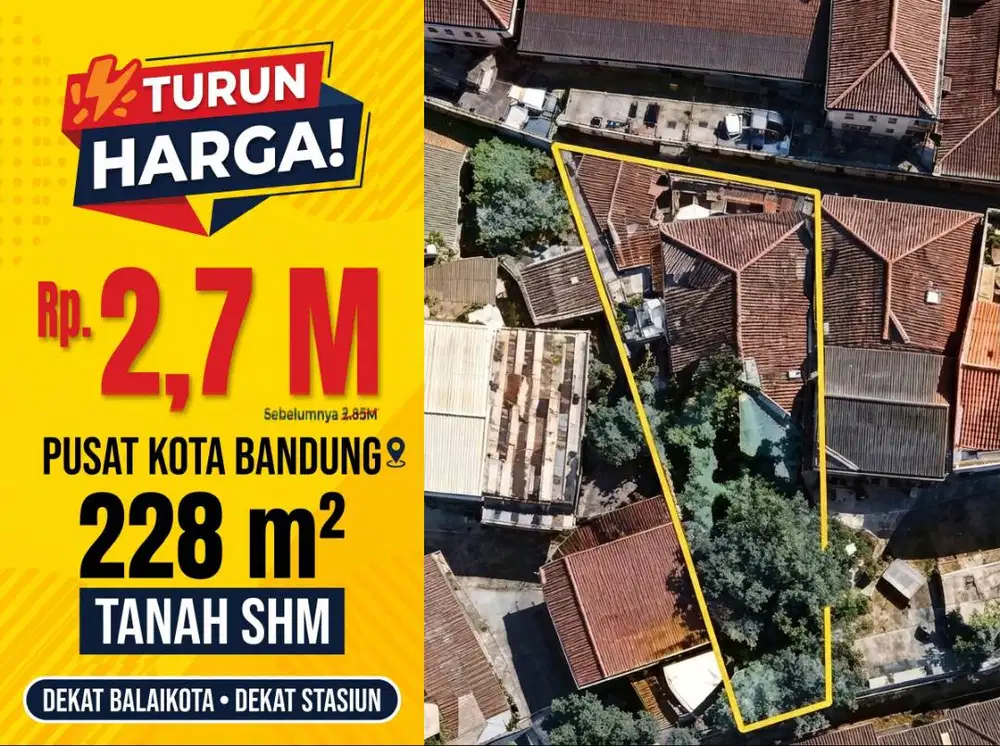 [TURUN HARGA] Tanah SHM 228m² Sumur Bandung - Cocok untuk Kost