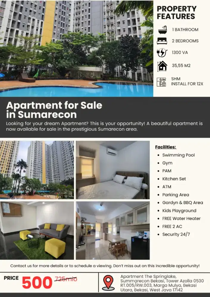 Dijual Cepat! Apartment Mewah 500 Jutaan, Full Furnished!