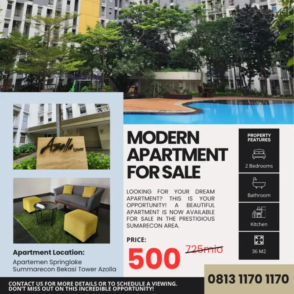 Dijual Cepat! Apartment Mewah 500 Jutaan, Full Furnished!