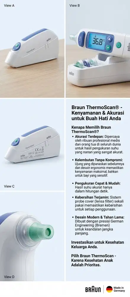 [Preloved] Termometer Telinga Anak Braun ThermoScan Type 6012 - Origin