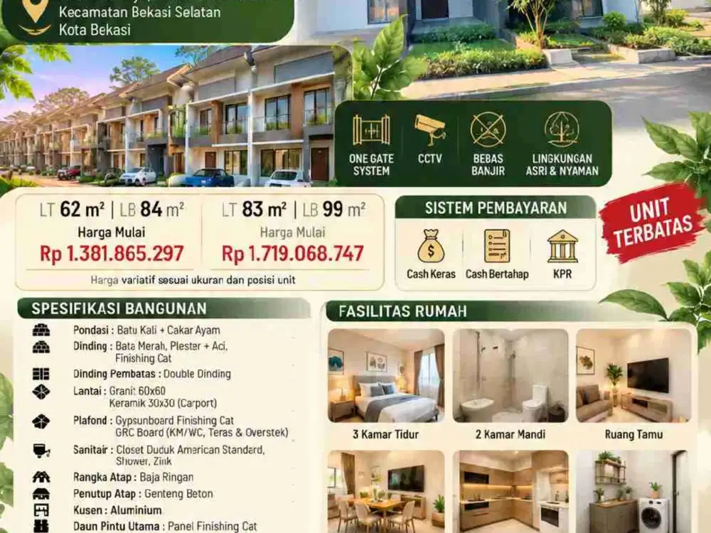 Hunian Mewah Modern + Lokasi Usaha Strategis di Jl. Palem Raya, Bekasi Selatan