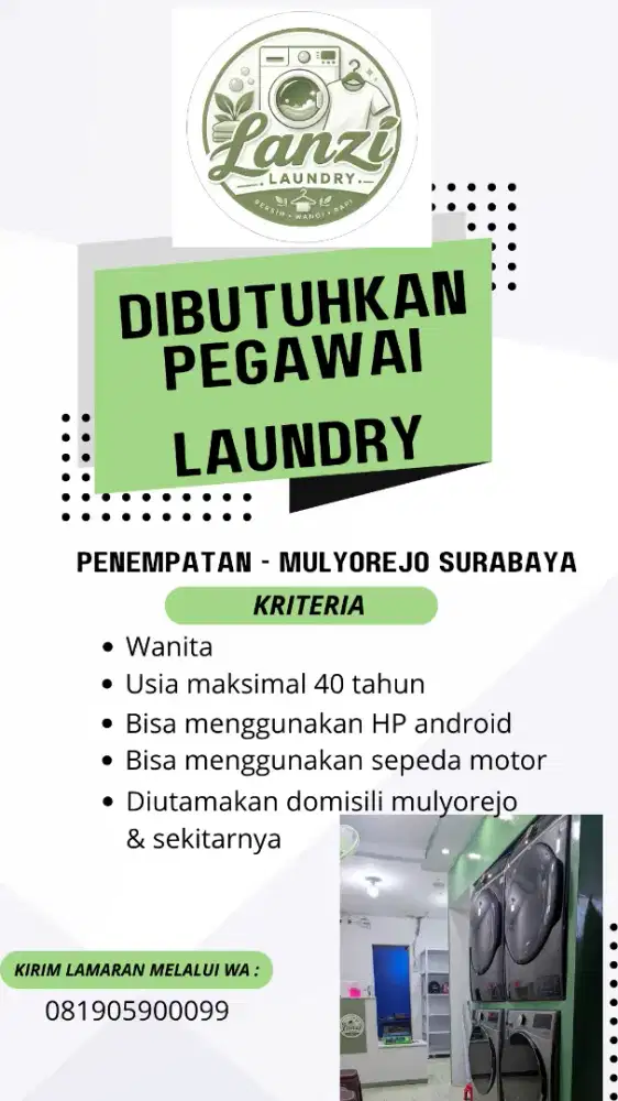 Dicari pegawai laundry