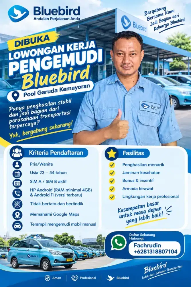 Dibutuhkan segera driver blue bird pool garuda.