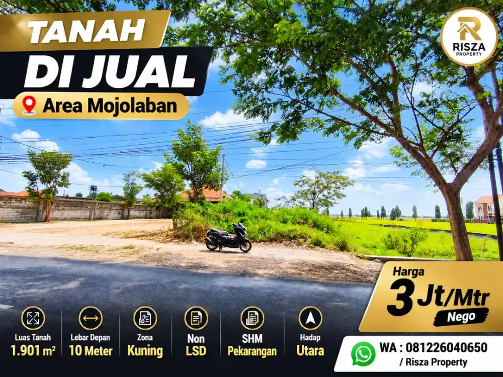 Jual Tanah Area Mojolaban Zona Kuning Pekarangan Non LSD Dekat Pusat Kota SOLO