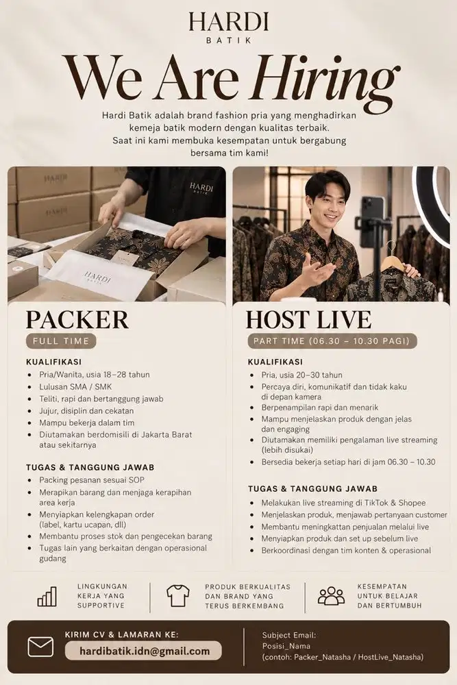 DIBUKA LOKER PACKER DAN HOST LIVE