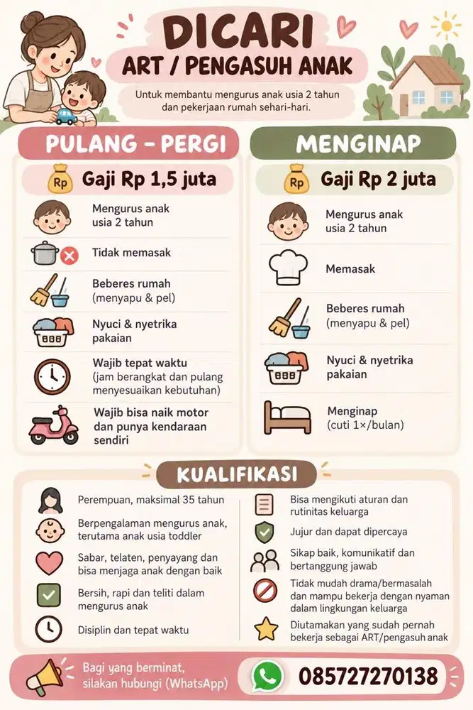 Cari ART diutamakan nginep