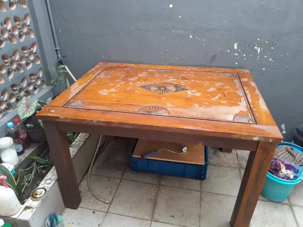Meja makan jati plus kursi 4