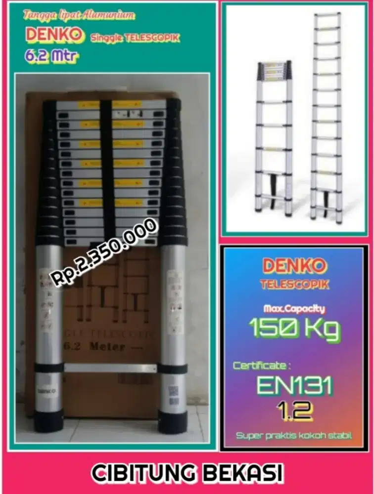 Tangga singgle TELESCOPIK 6.2 Mtr.