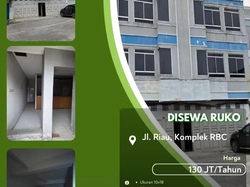 Disewakan Ruko Dalam Komplek RBC Pekanbaru Kota Siap Usaha!