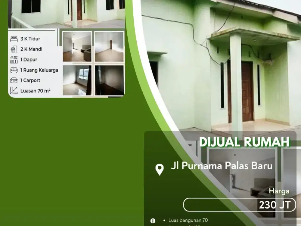Dijual Cepat Rumah Cluster Jalan Purnama Palas Baru Pekanbaru Kota!