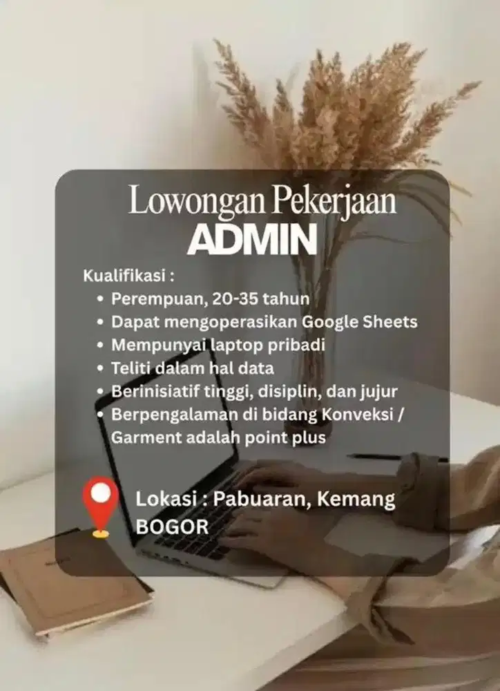 DIBUTUHKAN SEGERA ADMIN