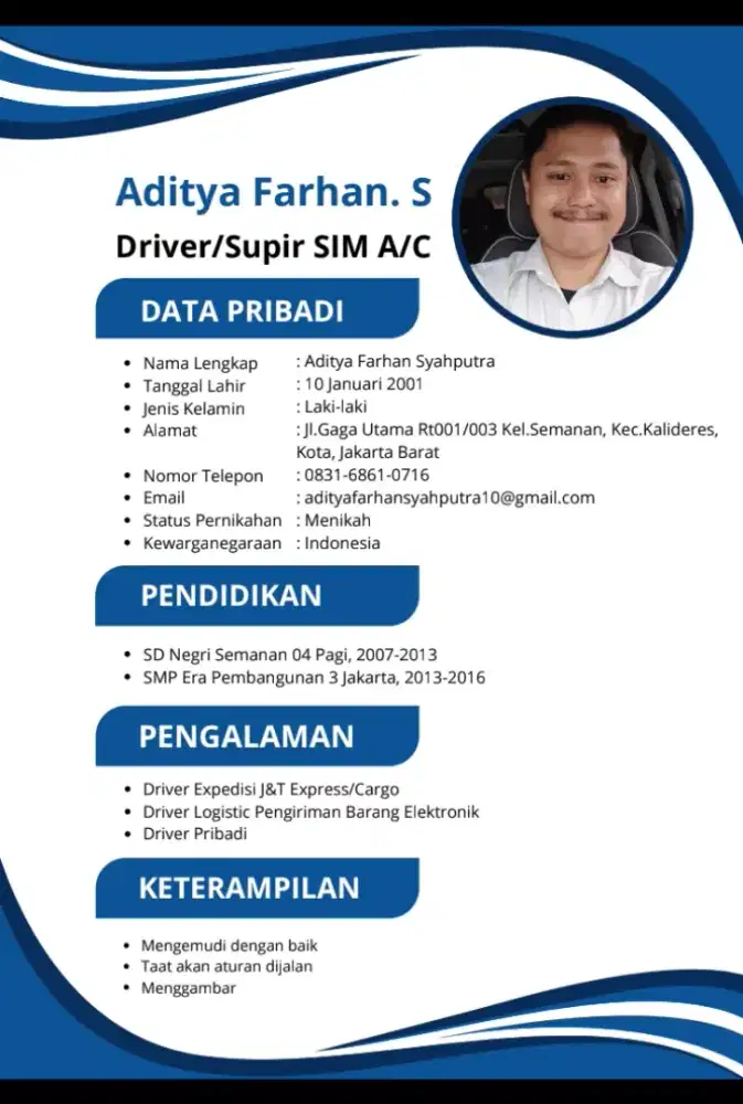 Mencari pekerjaan sebagai Driver/Supir