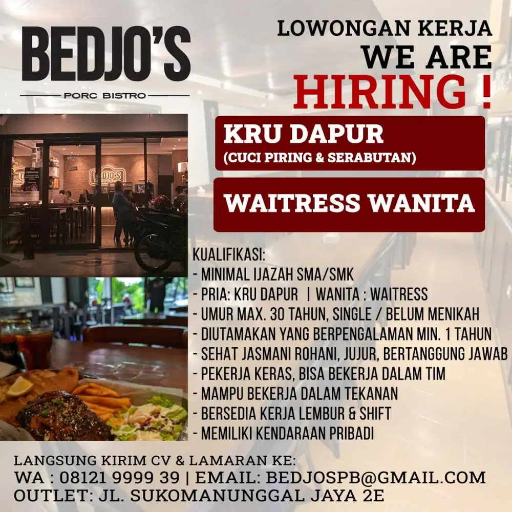 Waitres Wanita dan Kru Dapur Serabutan